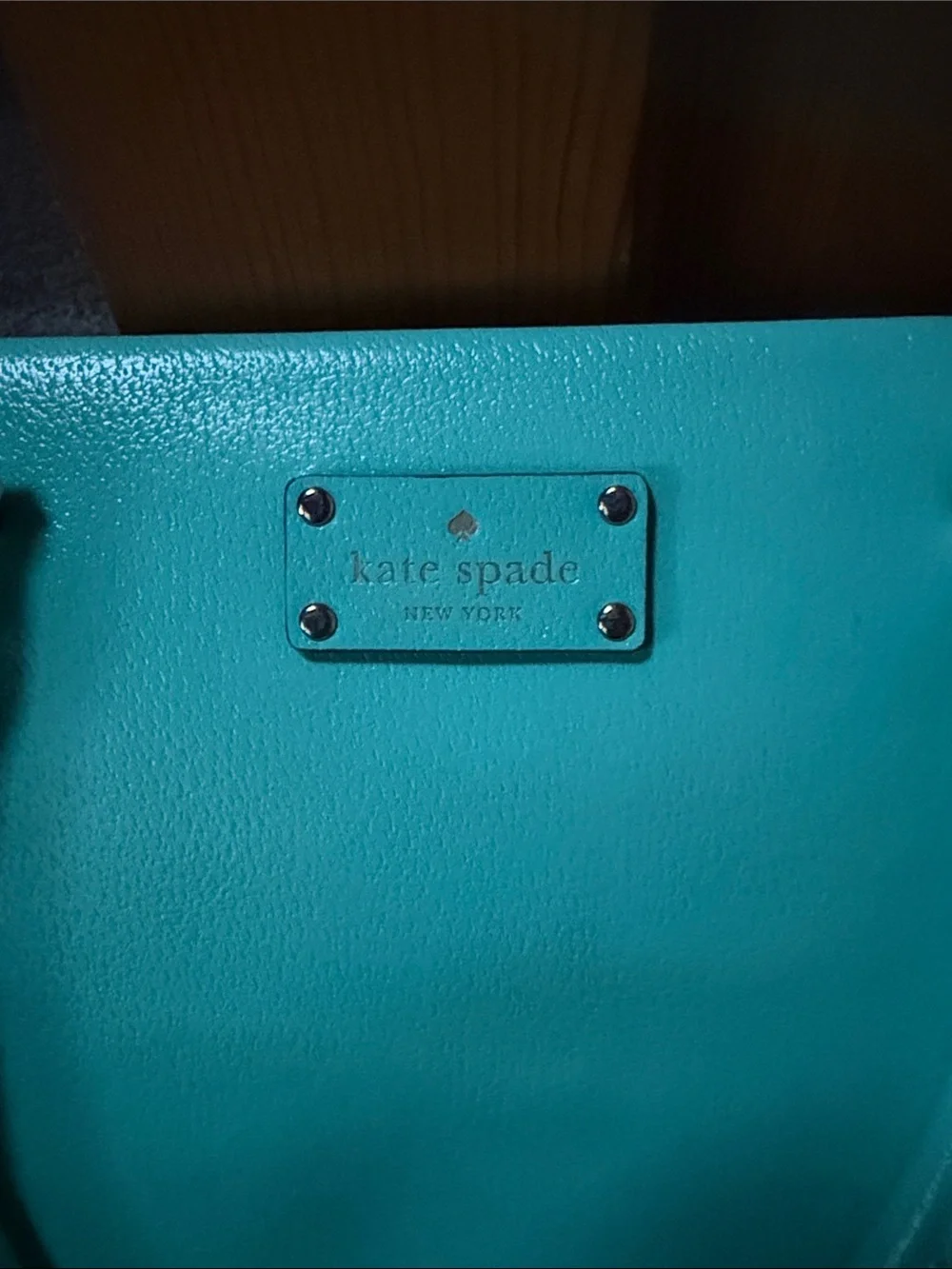 kate spade Aqua Leather Tote with Gold Hardware